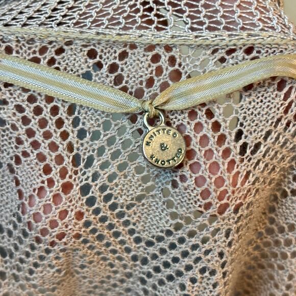 Knitted & Knotted Open Crochet Cardigan Taupe Small READ - Picture 6 of 10